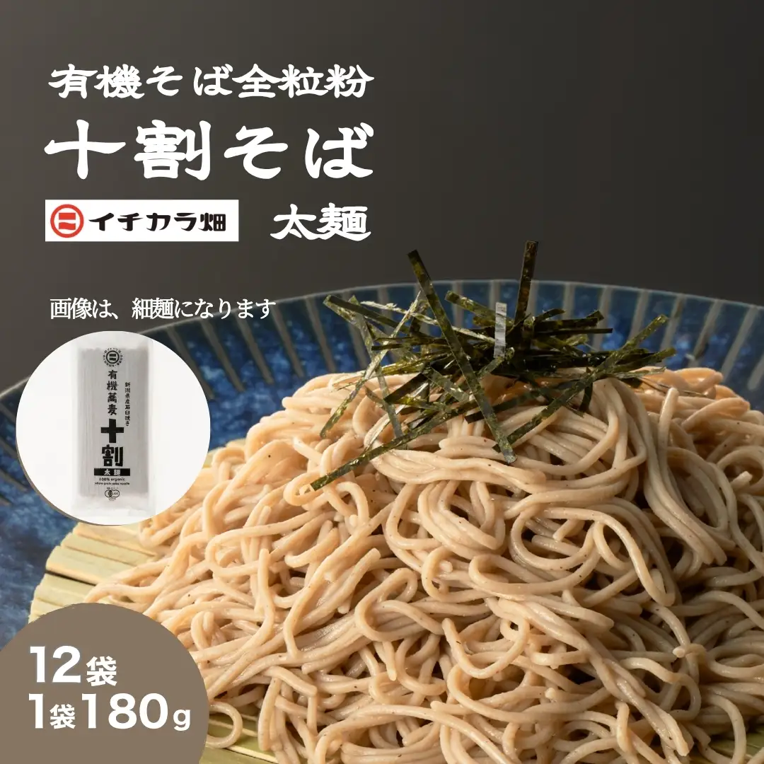 十割そば 太麺 12袋 全粒粉 イチカラ畑 | 新潟県 小千谷市 十割そば 蕎麦