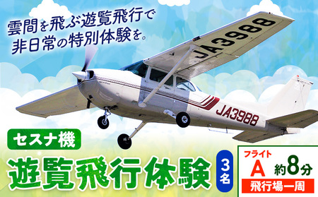 セスナ機遊覧飛行体験 3名 フライトA（約8分コース） 新中央航空株式会社《30日以内に出荷予定(土日祝除く)》茨城県 河内町 セスナ 飛行体験