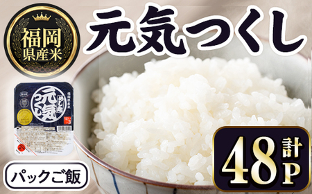＜数量限定＞福岡県産米 元気つくし パックご飯 (計48P)お米 おこめ 米 こめ コメ 白米 福岡県産 ブランド米 パック 災害 備蓄 小分け 酸味料無添加 常温 常温保存 【ksg1749】【農産物直売所ほたるの里】