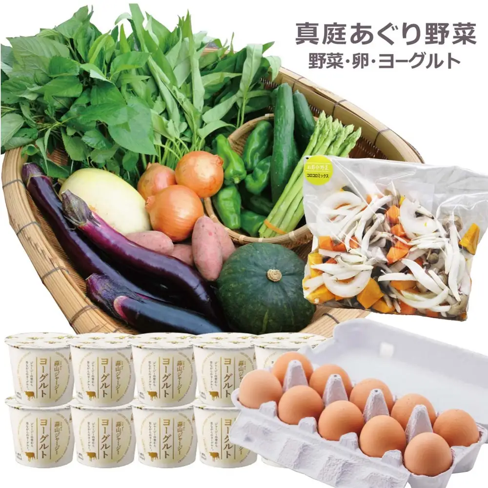 真庭あぐり野菜セット 詰め合わせセット 銀 （野菜10品・卵・ヨーグルト） yasai019 【配送不可地域：北海道／沖縄県／離島】 【jujy027-02】
