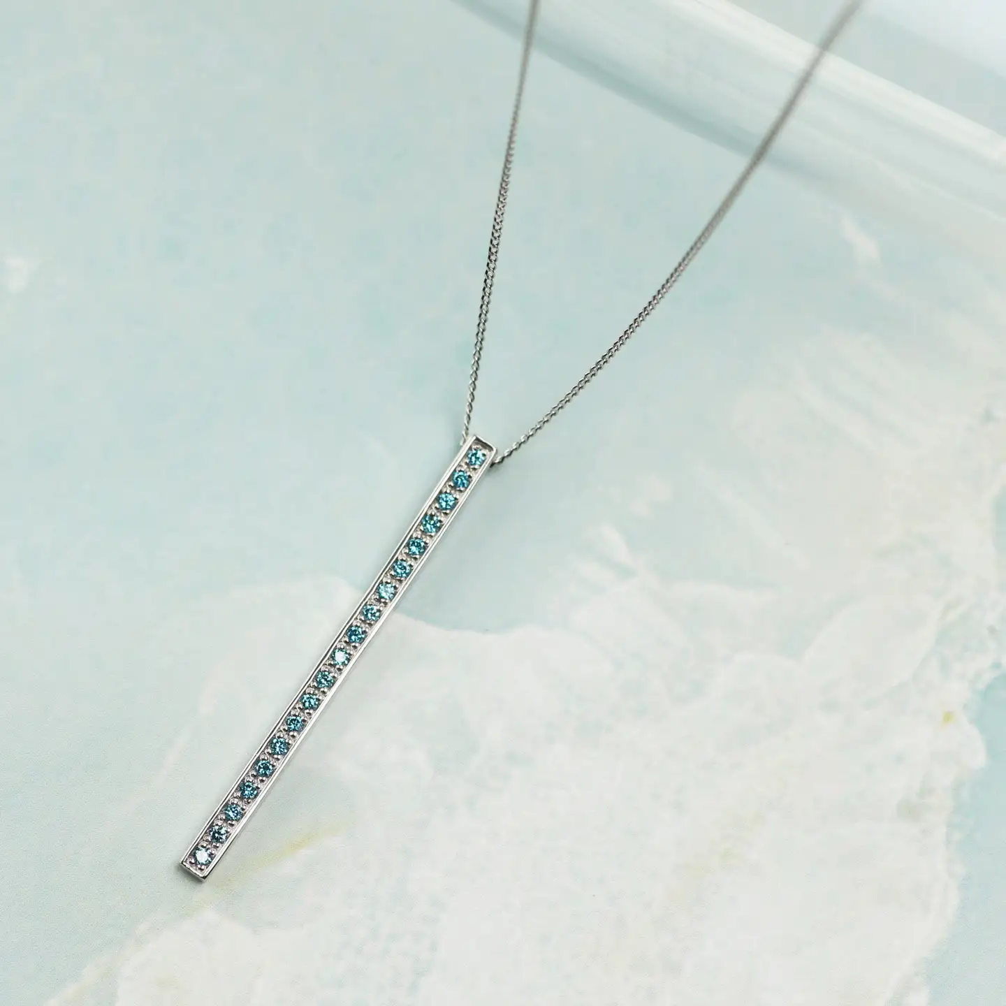 プラチナ900 ラボブルーダイヤ0.095ct 70cmネックレス PT900-N001BL / ブルーダイヤモンド ネックレス アクセサリー ギフト プレゼント