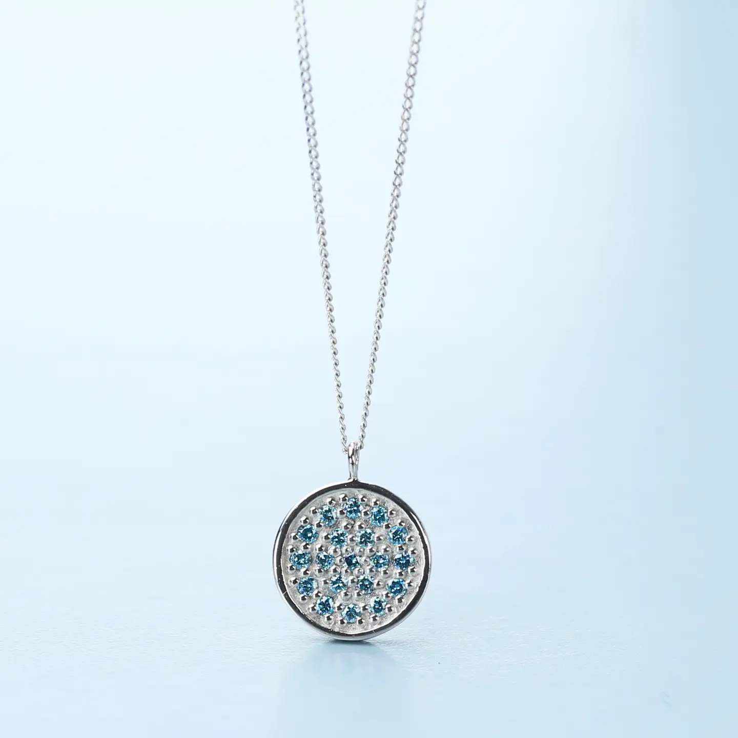 プラチナ900 ラボブルーダイヤ0.095ct パヴェネックレス PT900-N002BL / ブルーダイヤモンド アクセサリー ギフト プレゼント