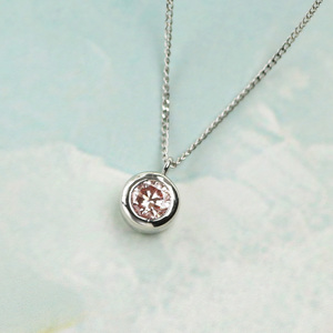 プラチナ900 ラボピンクダイヤネックレス 0.2ct ふくりん留め LAB-PT900-004PK[AM324] / ピンクダイヤヤモンド ネックレス アクセサリー ギフト プレゼント