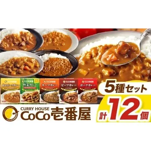 【定期便12回】ココイチ カレー Dセット（ビーフ3個・ポーク3個・甘口2個・野菜2個・キーマ2個） (毎月お届け）｜カレー CoCo壱番屋 常温保存 非常食 簡単 時短 自宅用 キャンプ  ふるさと納税