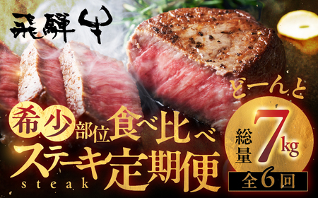 計7kg！飛騨牛 ステーキ定期便 6回お届け 肉 飛騨牛 定期 ステーキ［Q2999］