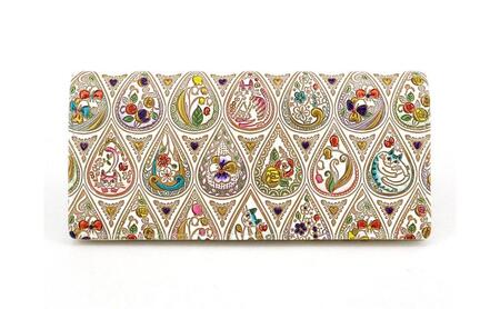【文庫屋大関】束入れ 花と猫＜ミックス＞【皮革工芸品】 財布 お札 お札入れ 長財布 カード 小銭 牛革 手作り 日本製 墨田区 東京都