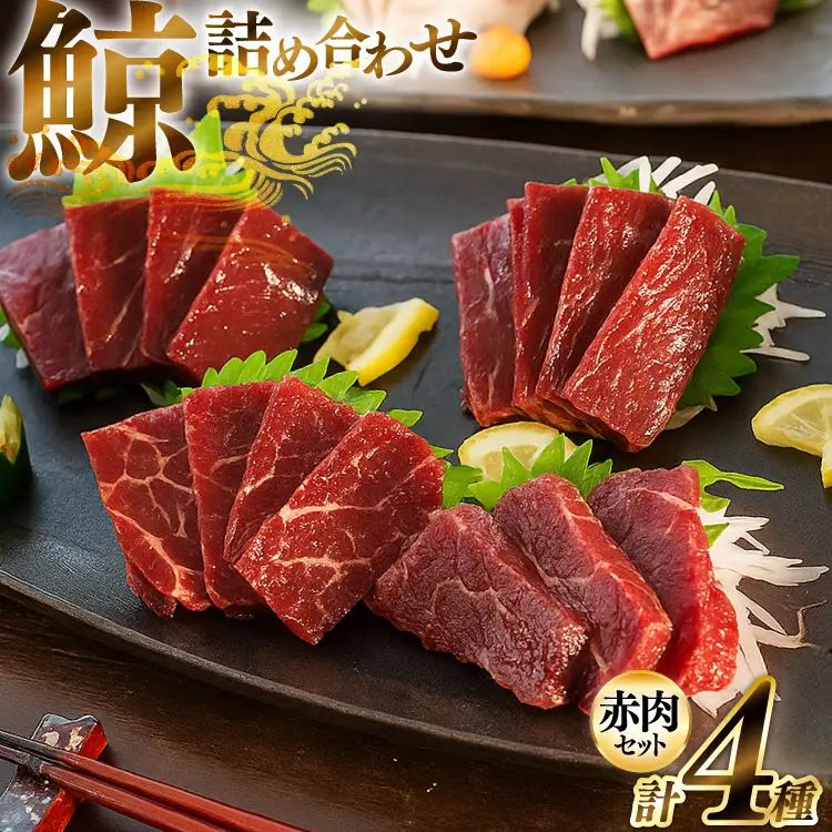 BJ148 くじら 赤肉 4種詰め合わせ 計740g ( 小切れ 胸肉 背肉 特選 )[ 長崎県 島原市 ]