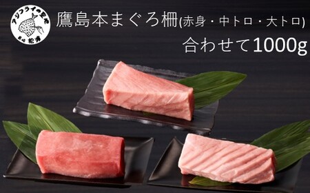 本まぐろ柵【赤身・中トロ・大トロ計1kg】鷹島産マグロ【E5-010】