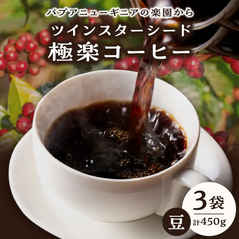 ツインスターシード極楽コーヒー豆（３袋）_B135-006