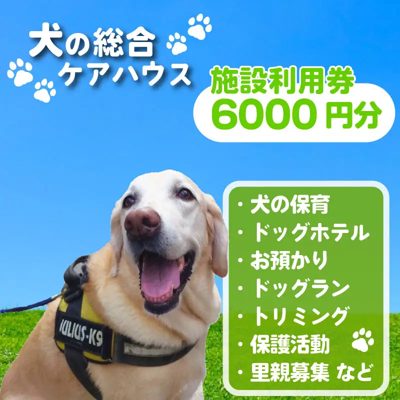 犬専用総合ケアハウス 施設利用券 6000円分 ( 利用割引券 犬ケア割引券 施設割引券 6000円分割引券 )