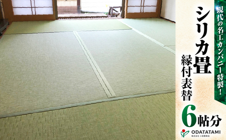 現代の名工カンパニー特製！ シリカ畳 縁付 表替 （ 畳 1帖 サイズ 6枚 ） K348-003