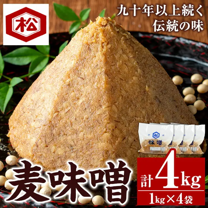 鹿児島 無添加 麦味噌 4kg 味噌【00-128-01】