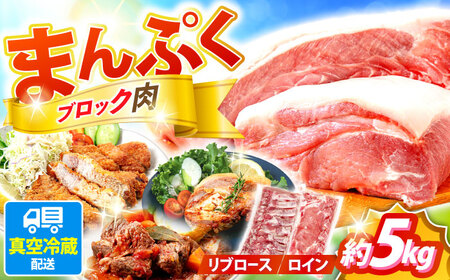 真空冷蔵 豚ロースブロック 約5kg（リブロースとロイン 2種セット）[OCJ001]