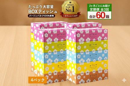 2か月ごと3回　プラムファッション Boxティッシュ 5箱×2パック