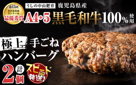 【入金確認後、2週間以内に発送】＜A4・A5等級＞鹿児島県産黒毛和牛100%使用極上ハンバーグ計300g(150g×2個) 黒毛和牛 和牛 ハンバーグ 冷凍ハンバーグ 肉 牛肉 国産 九州産 鹿児島県産 ミンチ 100% 小分け A4 A5 日本一 人気 p9-035-2w