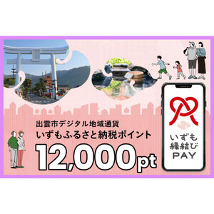 出雲市 デジタル地域通貨「いずも縁結びPAY」 いずもふるさと納税ポイント12,000pt（1pt＝1円）【12,000円分 電子決済 キャッシュレス 飲食 宿泊 体験 電子マネー 島根県 出雲市】