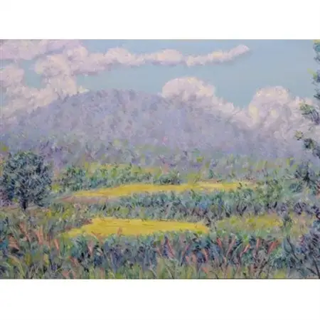 風景画・景行天皇陵～三輪山【山辺の道】(A2サイズ複製・額装込)【1631330】