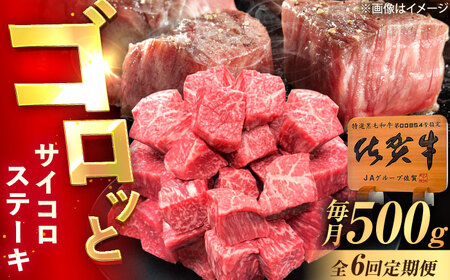 【6回定期便】佐賀牛 サイコロステーキ 500g /MKミート武雄[UEM026] サイコロステーキ