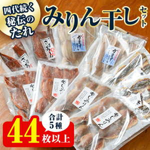 四代続く 秘伝のたれ みりん 干し セット （合計5種・44枚以上） アジ サバ カマス 鯵 鯖 魚 国産 おかず 惣菜 セット 詰め合わせ 簡単 調理 小分け 個包装 海鮮 【opaz001】【田辺海産】