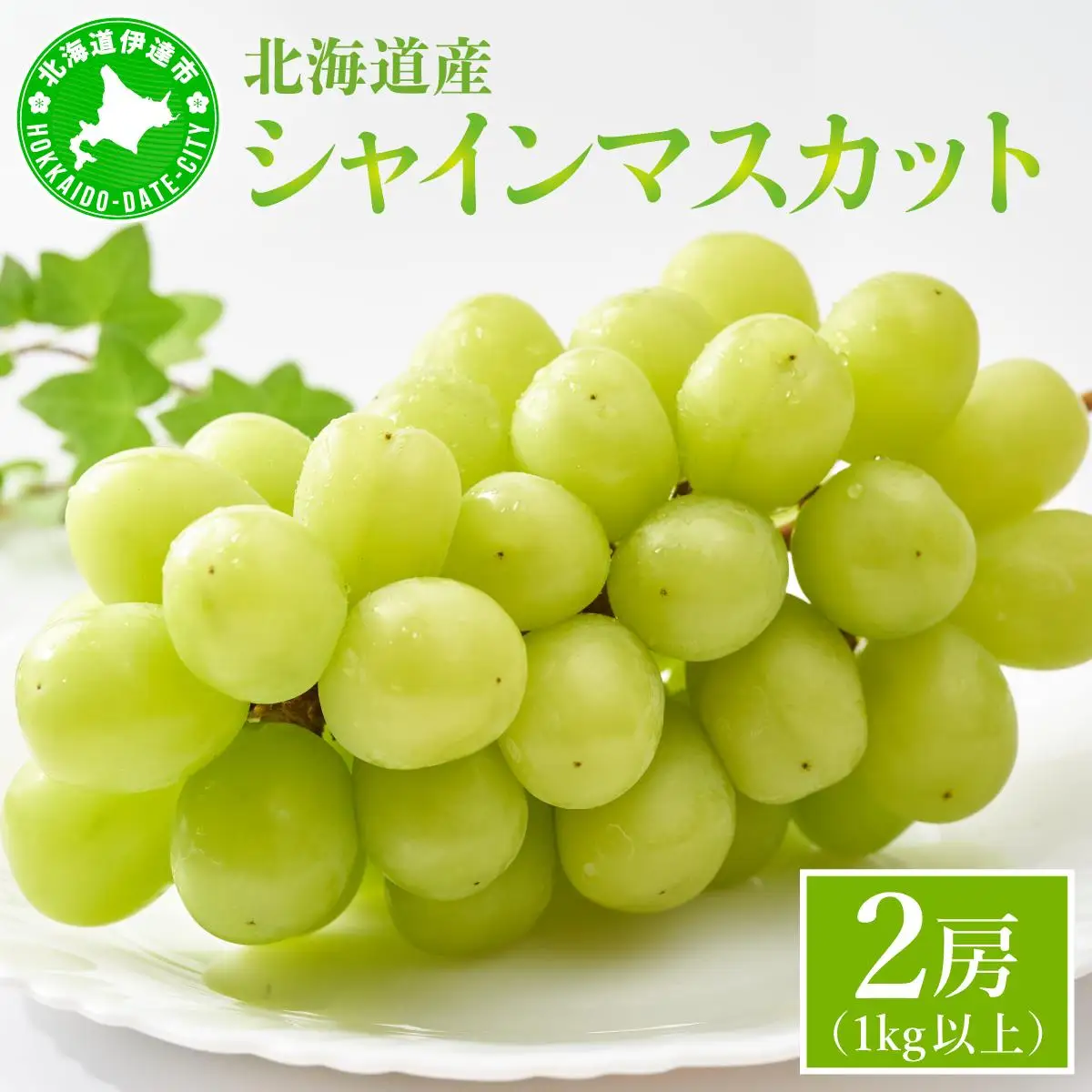 ＜先行予約＞シャインマスカット 2房（1kg以上）化粧箱入り