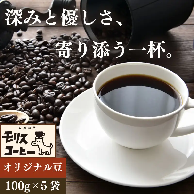 モリス自家焙煎 オリジナル ブレンドコーヒー豆  100g × 5袋 計500g  