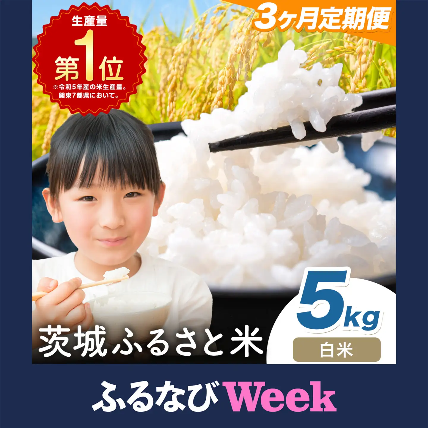 【ふるなびWEEK対象】【3か月定期便】茨城ふるさと米 5kg 米