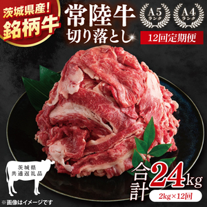【茨城県共通返礼品】【12ヶ月定期便】大容量！常陸牛切り落とし 2kg（500g×4）【黒毛和牛 国産 銘柄牛 牛肉 肉 冷凍 茨城県産】(81-37)