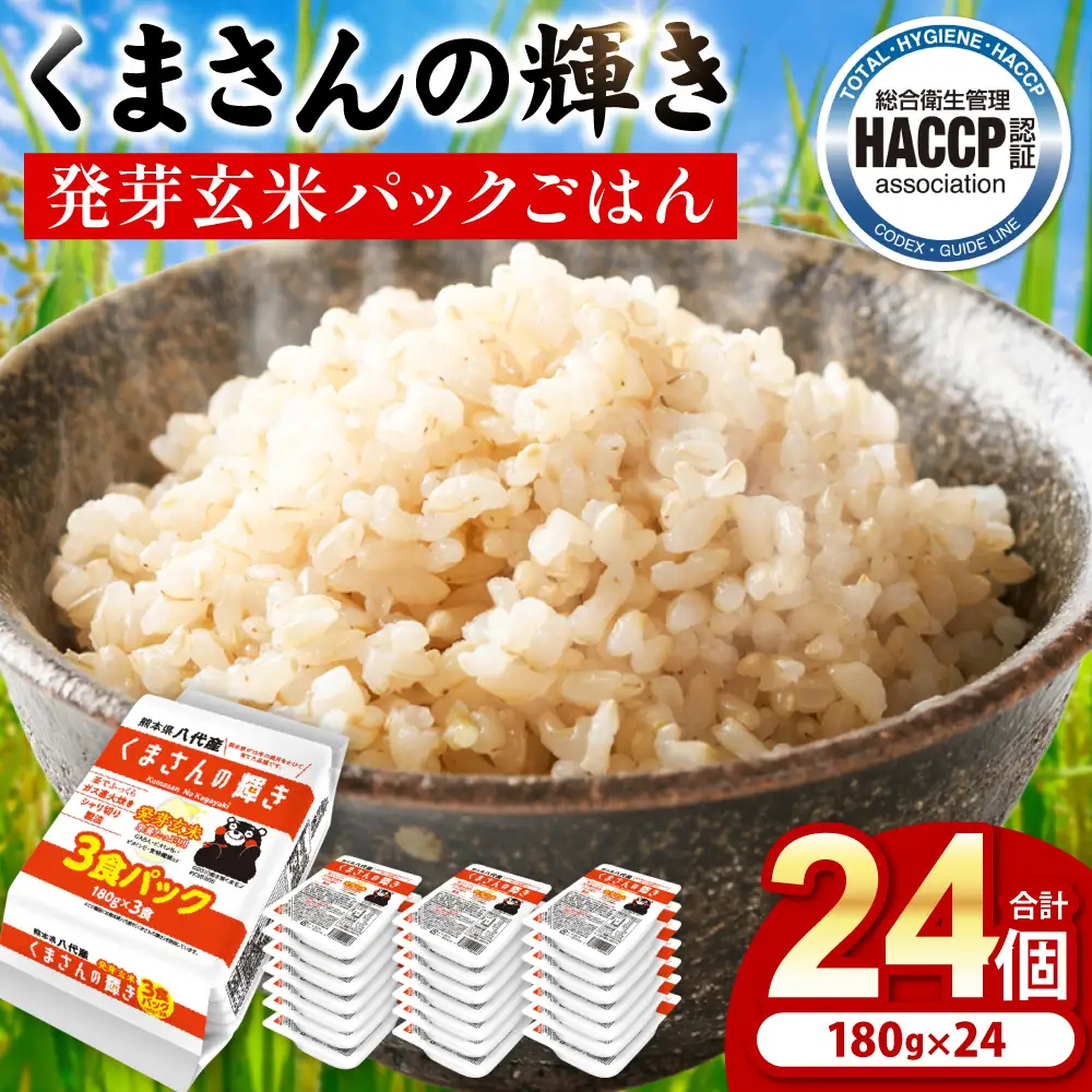 くまさんの輝き 発芽玄米 パックごはん 180g×24個入り 米 お米 コメ 熊本県産 国産 パックご飯 ひとり暮らし 非常食 防災 仕送り 備蓄