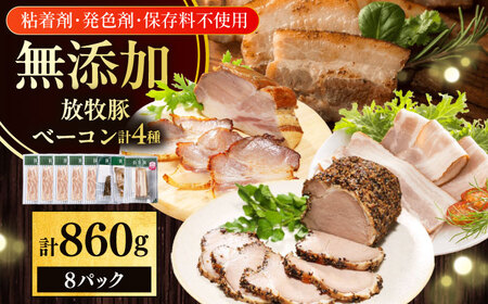 放牧豚 ベーコン4種セット 計860g 北海道 無塩せき [AXBA152]
