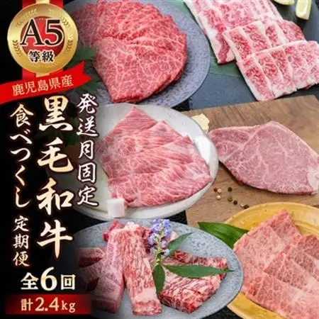 【発送月固定定期便】黒毛和牛食べつくし定期便(2.4kg)(枕崎市) HH5-0002全6回【配送不可地域：離島】【4072152】