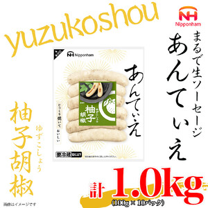 無塩せき ウインナー あんてぃえ 柚子胡椒 100g x 10p 計1.0kg ウインナー 北海道_05367