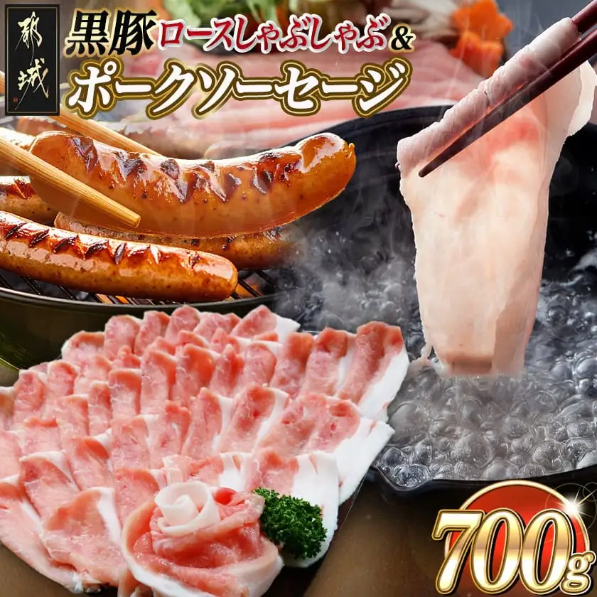 黒豚ロースしゃぶしゃぶ用500g&ポークソーセージセット〔AA-N404〕_(都城市) 都城産黒豚 ロース しゃぶしゃぶ用 500g×1パック 宮崎県産豚肉使用 ポークソーセージ 真空 200g×1袋 豚肉