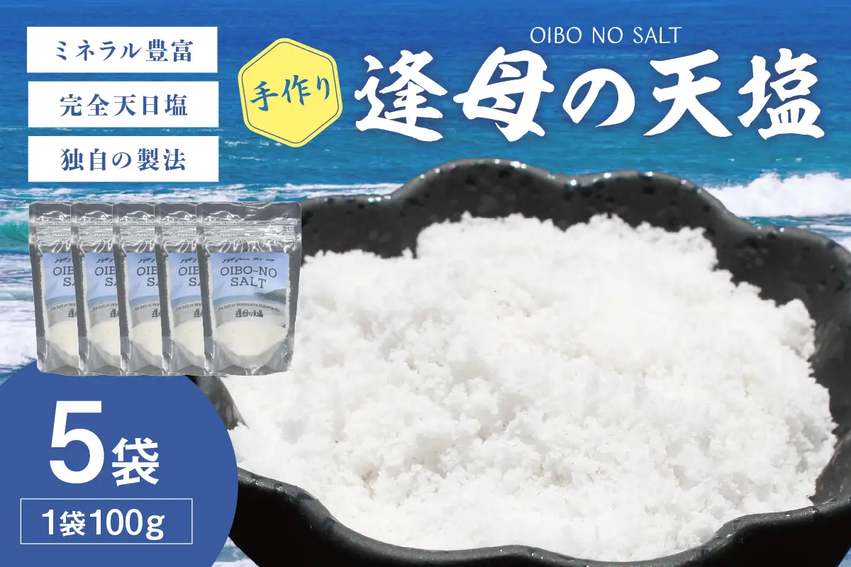 【1258-1】手作り天然塩　【逢母の天塩】100ｇ×5パック