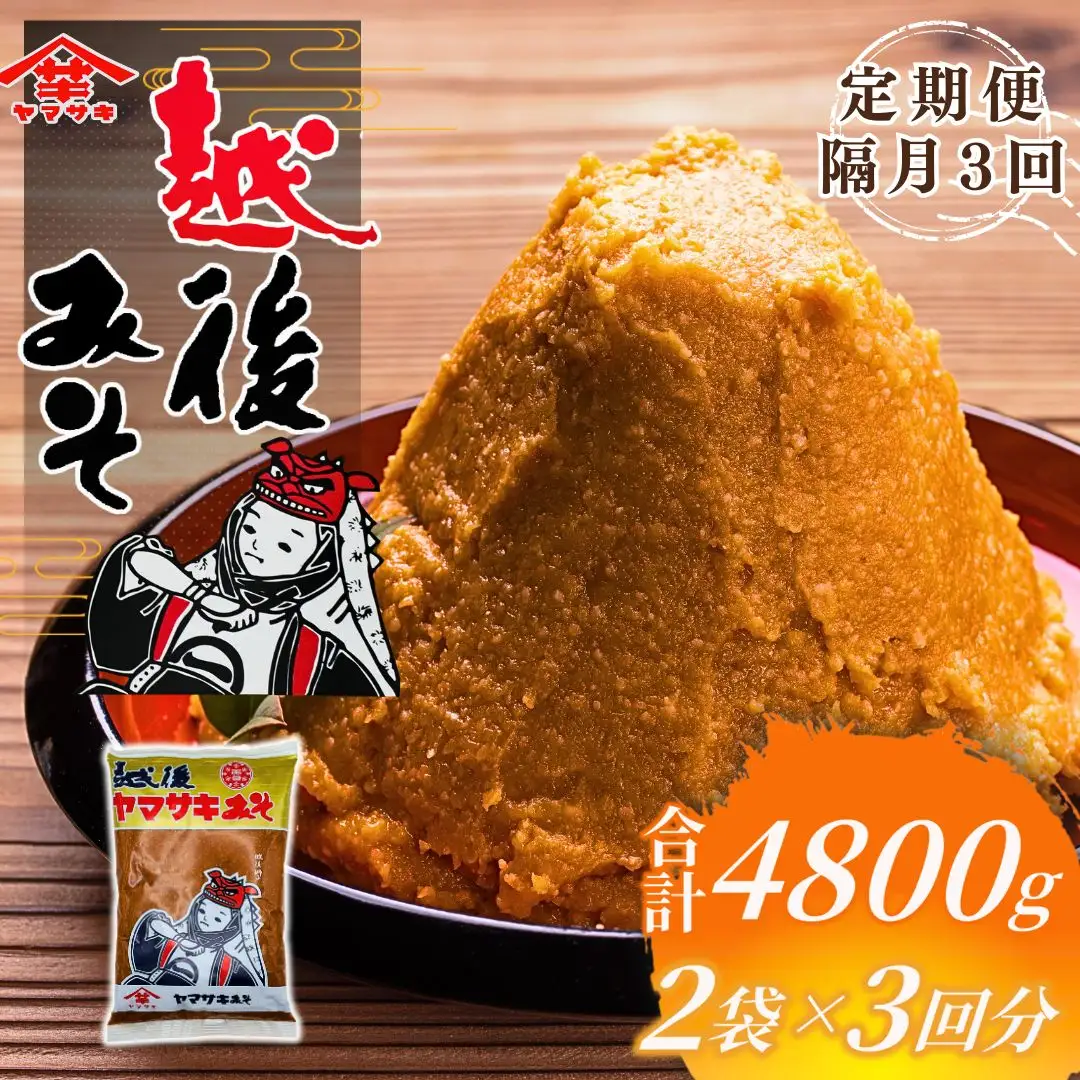 定期便 隔月お届け 越後みそ雪（赤）1.6kg（800g×2袋）×全3回 山崎醸造