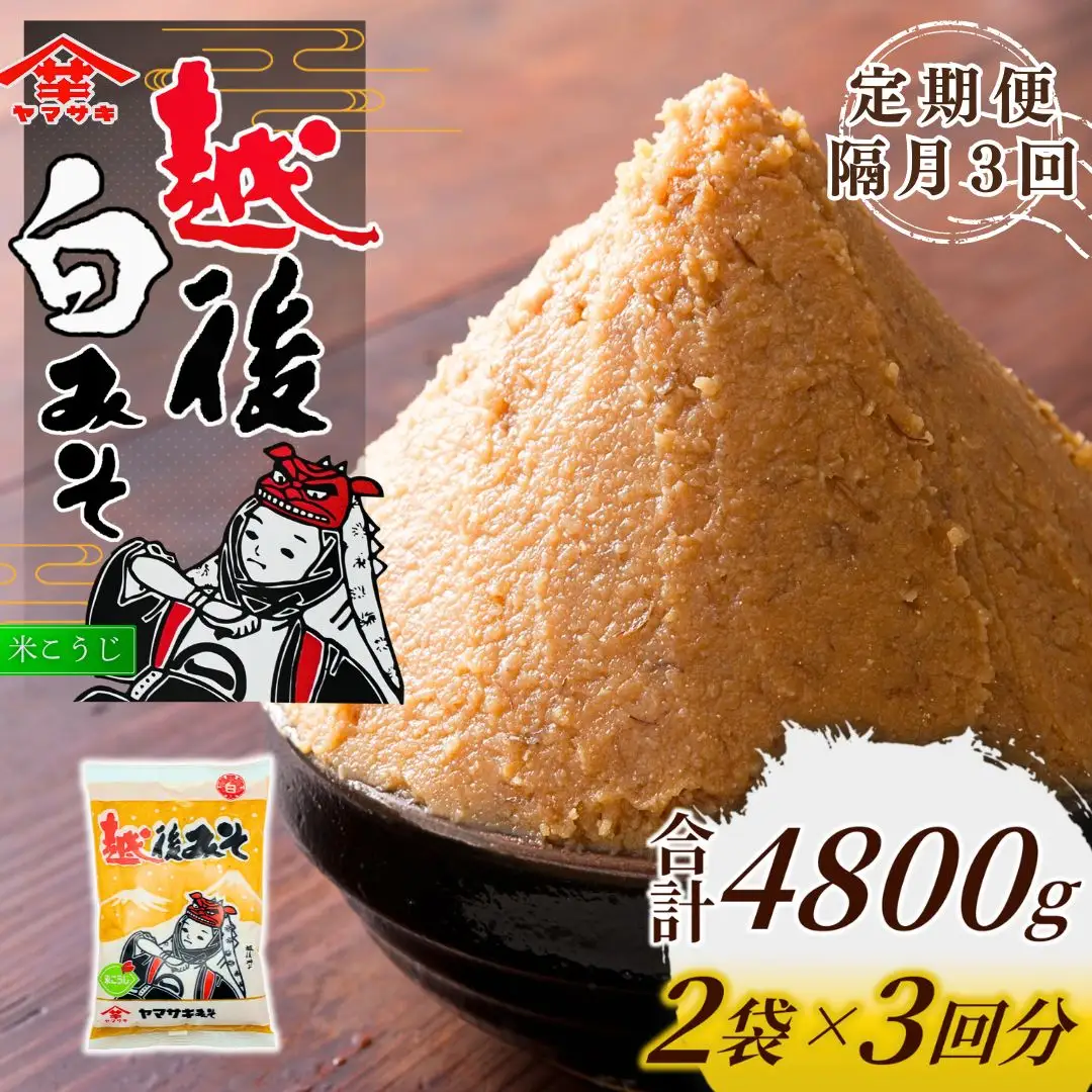 定期便 隔月お届け 越後みそ白 1.6kg（800g×2袋）×全3回 山崎醸造