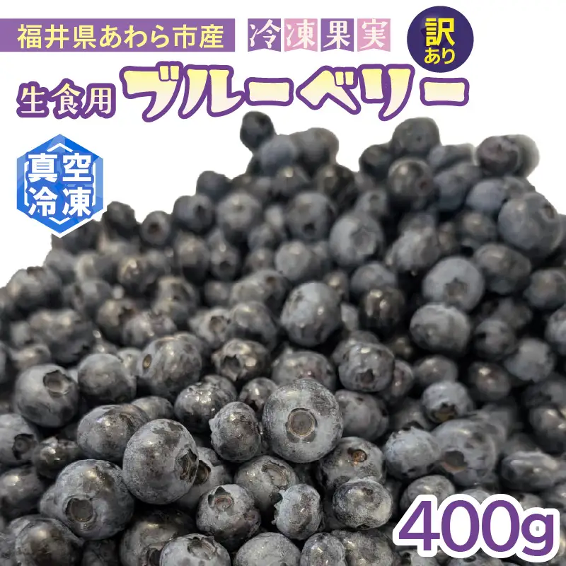 【訳あり】冷凍果実 福井県あわら市産 生食用ブルーベリー 真空冷凍 400g / ブルーベリー 冷凍 国産 目の健康 大粒 抗酸化作用 フルーツ 果物 お取り寄せ [aw007-a008]