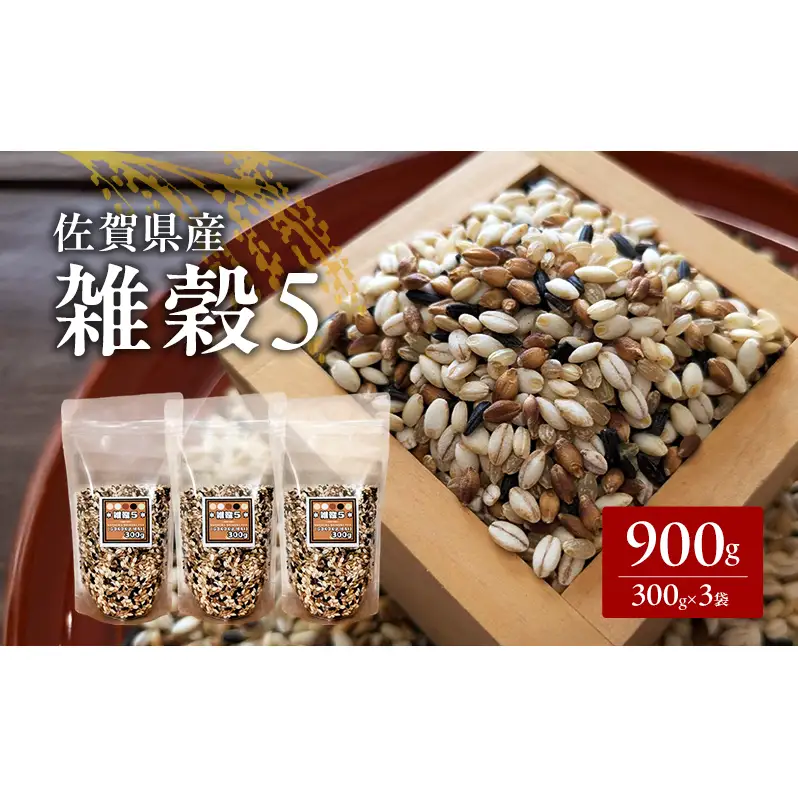 米 【雑穀5】 300g×3袋 900g 五穀米 佐賀県産 五つ星お米マイスター監修 食物繊維 キラリモチ ダイシモチ 雑穀ご飯 もち麦 黒米ご飯 黒米 玄米 お米 コメ こめ ※配送不可:離島