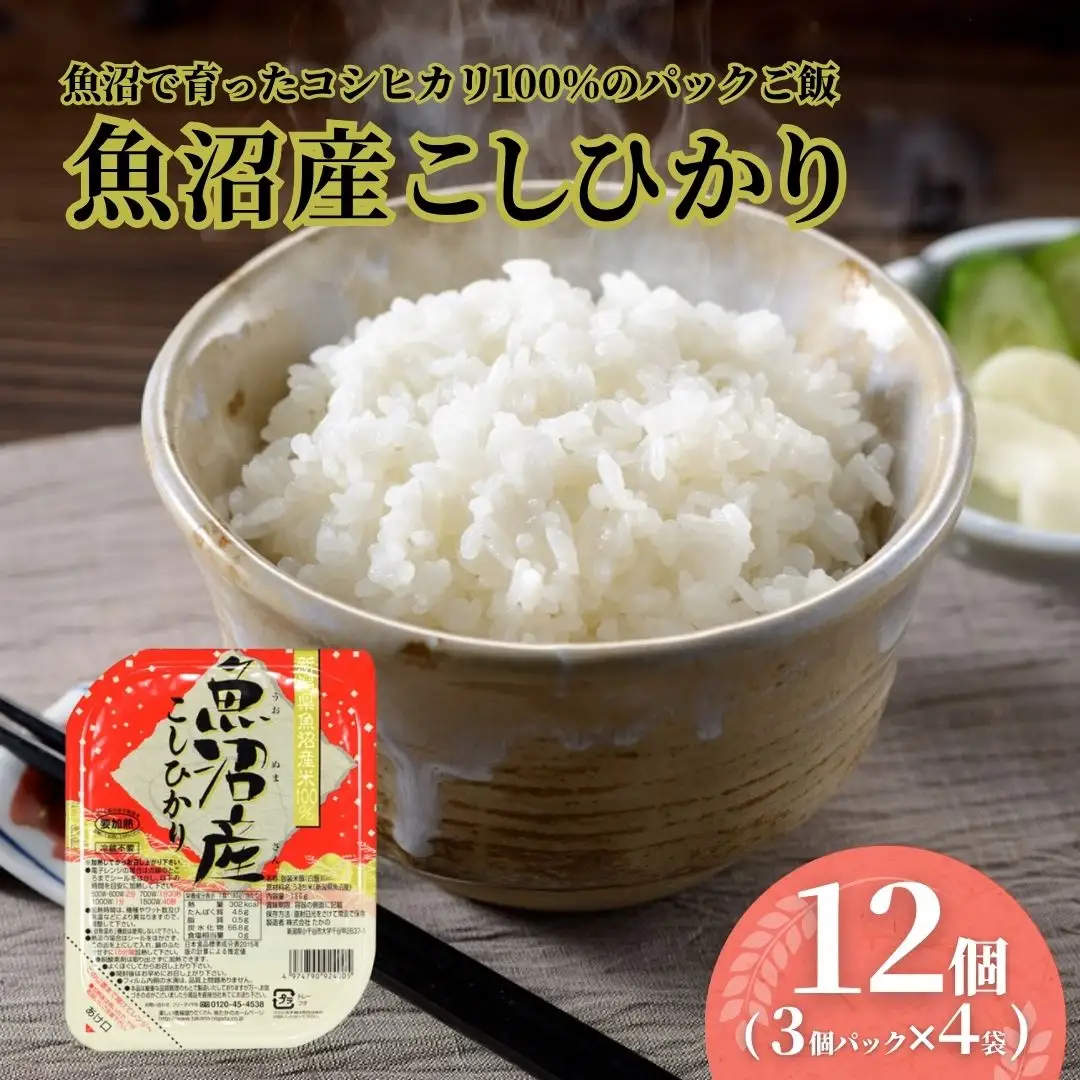 【パックご飯】魚沼産こしひかり パックご飯12個 