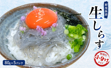 鮮度抜群 生しらす80g×5パック　便利な小分けタイプ