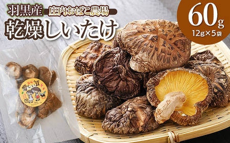 羽黒産 乾燥しいたけ 60g(12g×5)　山形県鶴岡市 農事組合法人 庄内おばこ農場 K-710