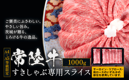 常陸牛黒毛和牛すきしゃぶ1kg 常陸 牛肉【配送不可地域あり】