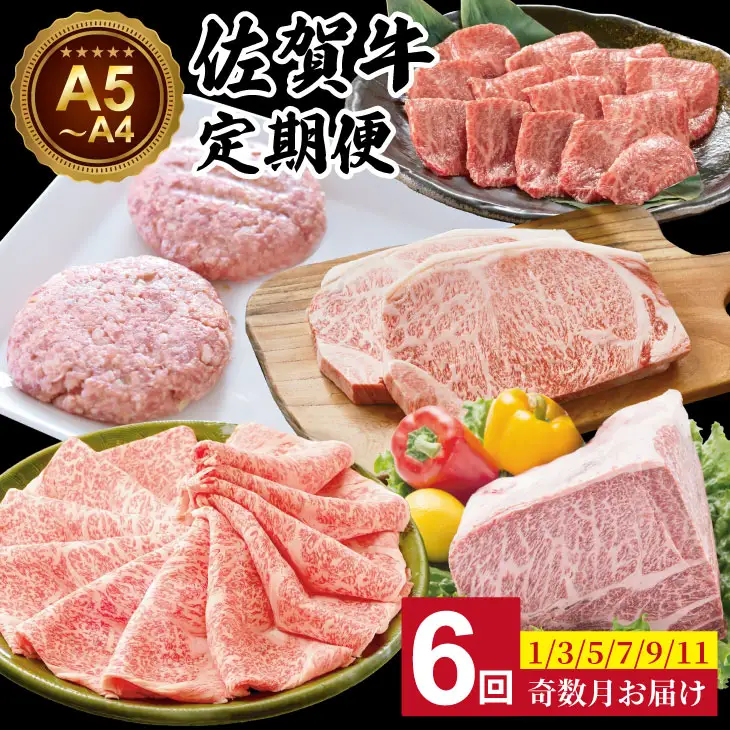 【定期便】佐賀牛 6回お肉の定期便 (隔月・奇数月お届け)  肉本舗小城 Q132-002