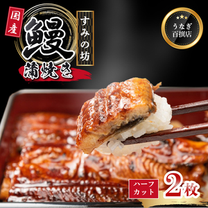 うなぎ蒲焼 1尾 ハーフカット2枚 国産うなぎ 冷凍