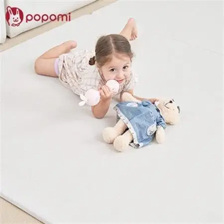 popomi 抗菌もちもちプレイマット　モダングレー＆リネンベージュ　140×200×1.6cm【1653067】