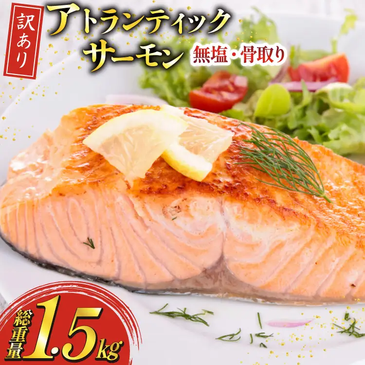 訳あり ノルウェー産 骨取り サーモン 切身 計1.5kg 無塩 アトランティックサーモン [足利本店 宮城県 気仙沼市 20565665]