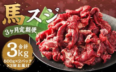 【3ヶ月 定期便】馬スジ 1kg（500g × 2パック） 合計 3kg 熊本県産 馬肉 馬 スジ スジ肉 国産 熊本 肉 すじ すじ肉 馬すじ