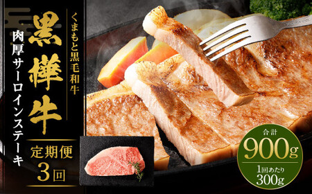 【3回定期便】黒樺牛 肉厚サーロインステーキ 300g 計900g 牛肉 和牛 お肉 ステーキ 黒毛和牛 国産 九州産 熊本県 湯前町