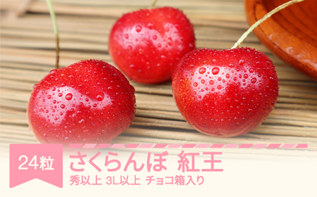 先行予約 さくらんぼ やまがた紅王 3L以上 秀品以上 24粒 チョコ箱 2026年産 令和8年産 山形県産 mm-yb3lc24
