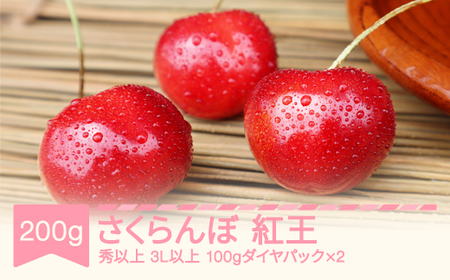 先行予約 さくらんぼ やまがた紅王 3L以上 秀品以上 200g 100g×2パック 2026年産 令和8年産 山形県産 mm-yb3ld200
