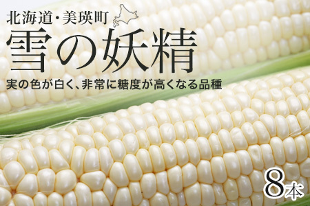 とうもろこし 雪の妖精【令和８年産予約受付】 8本 朝もぎとうもろこし  北海道  [009-33]